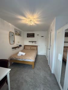 a small bedroom with a bed and a mirror at Bota Property in Kidlington +10 photos