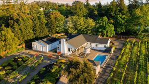 an aerial view of a white house with a pool at Chic Sonoma Oasis w Pool Bocce Hot Tub Minutes to Downtown in Sonoma