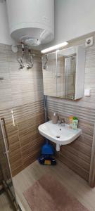 a bathroom with a sink and a mirror at unit_type_semidetached_house Siofok 54624 in Balatonszabadi Fürdőtelep +7 photos