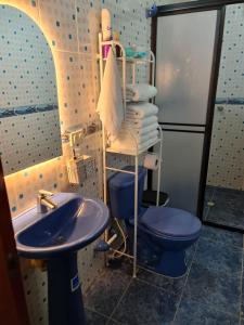 El PeñolにあるSan Antonioのバスルーム(青いトイレ、シンク付)