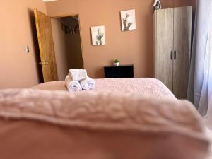 圣佩德罗·德·阿塔卡马Casa Once的一间卧室配有带2条毛巾的床