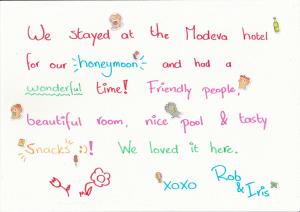 a whiteboard with drawings of different words at The Modeva Hotel in Kanchanaburi