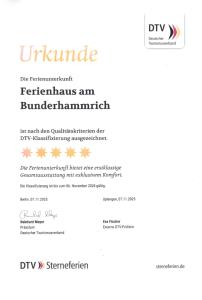 Πιστοποιητικό, βραβείο, πινακίδα ή έγγραφο που προβάλλεται στο Ferienhaus am Bunderhammrich 25184