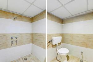two pictures of a bathroom with a toilet at Super OYO Collection O Alambagh Formerly BM Palace in Lucknow
