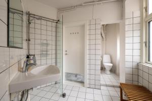 a bathroom with a sink and a toilet at Lovely City Apartments in Vibrant Area of Copenhagen in Copenhagen