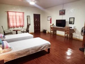 锡朗米妮旅馆的客房设有两张床、一台电视和钢琴。