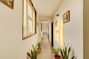 a hallway with potted plants in a house at FabHotel World King in Pune