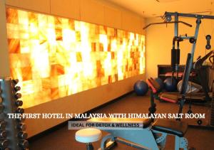 a gym with a large painting on the wall at Imperial Heritage Hotel Melaka I City Centre I Free Wifi I Free Parking l Free Club Lounge Access in Melaka
