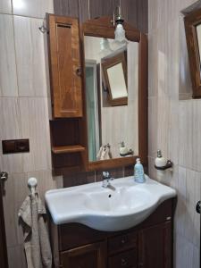 a bathroom with a white sink and a mirror at Baile Figa-Terasa Spa Cazare in Beclean +26 photos