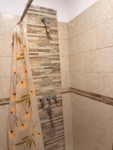 een badkamer met een douche met een douchegordijn bij La Soñada in Mercedes +43 foto's