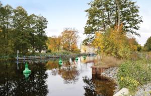 un fiume con boe verdi nell'acqua di Haus Aliyah a Wandlitz