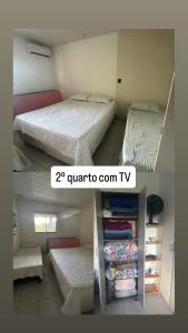 twee foto's van een slaapkamer met twee bedden bij casa de campo em Aldeia PE in Recife