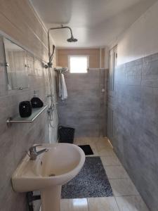 a bathroom with a sink and a shower at la bella vita in Port-Louis