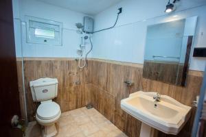 een badkamer met toilet en wastafel bij jenul villa in Ahangama