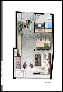 Αρχοντικό Παπαγιάννη في إيديسا: مخطط ارضي لغرفة معيشة بها شخصين