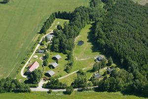 an aerial view of a farm with houses and trees at Thomsdorf Sommerland in Thomsdorf