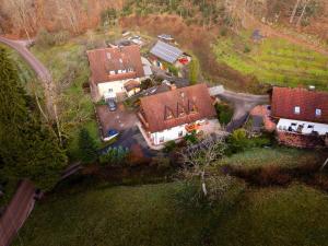 an aerial view of a house with a yard at Haus Sigmund in Waldhäuser
