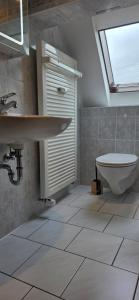 a bathroom with a sink and a toilet at Ferienwohnung "Dachblick" Bad Elster in Bad Elster +5 photos