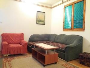 uma sala de estar com um sofá e uma cadeira em Apartments Vojinovic em Žabljak