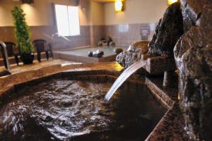 a stone bath tub with a water fountain in a bathroom at Dormy Inn Express Koriyama in Koriyama