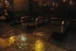 a dark room with a pool of water at Dormy Inn Express Koriyama in Koriyama