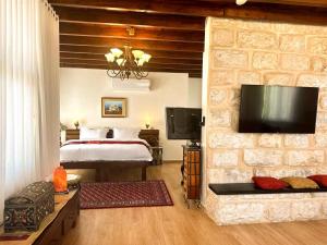 TV a/nebo společenská místnost v ubytování Beit Shalom Historical boutique Hotel