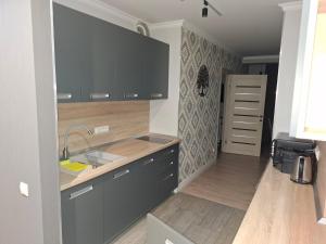 a kitchen with a sink and a counter top at Апартаменти Вілла Гор in Bukovel +99 photos