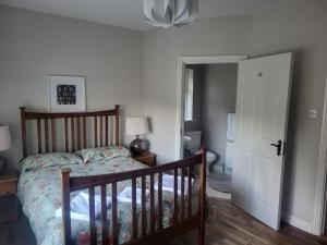 a bedroom with a bed and a white door at Sunny south east in Wexford in Blackwater +9 photos