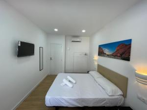 Una televisión o centro de entretenimiento en Lux Hostal