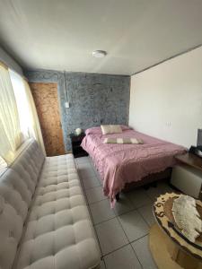 Postel nebo postele na pokoji v ubytování Cabaña Floppy Yumbel