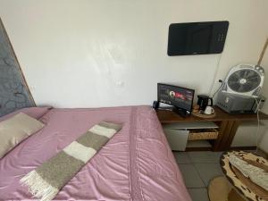 TV a/nebo společenská místnost v ubytování Cabaña Floppy Yumbel