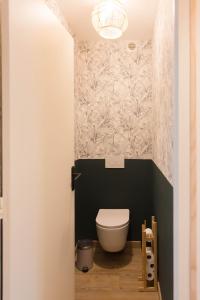 a bathroom with a white toilet in a room at Urban Nest Vitré in Vitré