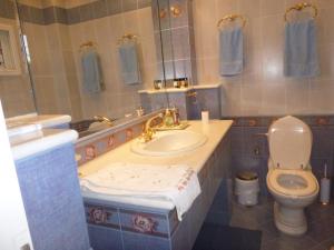 a bathroom with a sink and a toilet at Villa Faidra in Eretria