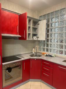 Η κουζίνα ή μικρή κουζίνα στο Semitronix möblerat lägenhet i centrala Pej