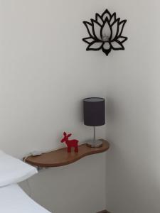 Ένα ή περισσότερα κρεβάτια σε δωμάτιο στο Familienfreundliches Apartment in Tiszafüred