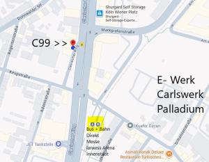a map of e work carwash palladium at C99 Frank in Cologne