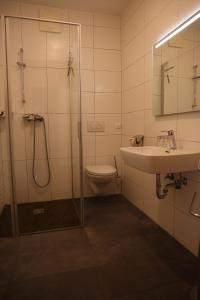 Familie Lampersberger في Sachsenburg: حمام مع دش ومغسلة ومرحاض