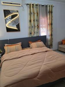 圣佩德罗Résidence Éden San pedro的房间里有一张大床的卧室