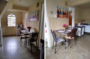 una sala da pranzo con tavolo e sedie e una cucina di Casa Centro Histórico a Diamantina