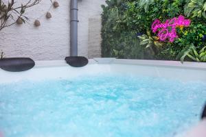 Πισίνα στο ή κοντά στο Romantisches Weinkellerhäuschen mit Whirlpool