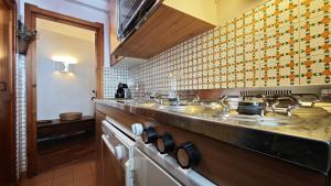 una cucina con fornelli e piano di lavoro di La Betulla a Verrand