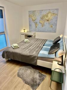 Ένα ή περισσότερα κρεβάτια σε δωμάτιο στο Modernes deluxe Apartment für 4 Pers in Kaarst Nähe Düsseldorf