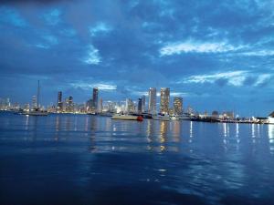 a view of a city with boats in the water at Ebratt Inn in Cartagena de Indias
