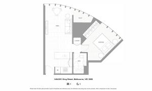 Un plano de un apartamento tipo estudio en 1Br City View apt near SthnCrs Wifi Pool Gym, en Melbourne 1 foto más