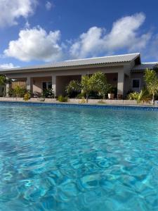 a large pool of water in front of a building at Apartments & Wellness Diva Turtle in Sint Jozefsdal