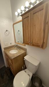 een badkamer met een toilet, een wastafel en een spiegel bij Sunrise Ridge in Phoenix