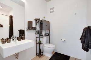 un bagno bianco con un water e un lavandino di South Loop Rooftop With In & Out Parking 1 a Chicago Altre 11 foto