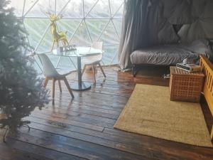 Un lugar para sentarse en Dome One with Hot Tub, Lincoln, Projector, Firepit