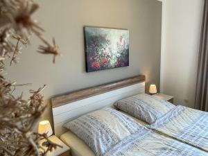 Ένα ή περισσότερα κρεβάτια σε δωμάτιο στο Jahnstraße 37 - Ferienwohnung Hufnagel