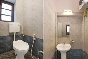 two pictures of a bathroom with a toilet and a sink at Collection O Civil Lines Prayagraj in Prayagraj